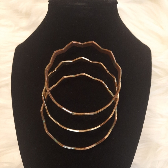 Set of 3 Blue & White Cheveron Bracelets - Picture 3 of 4